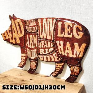 ブリキ看板 豚 おしゃれ 動物 PORK PA...の詳細画像2