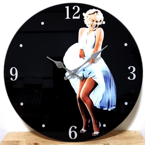 掛時計 ガラスウォールクロック マリリン・モンロー セクシー 美しい ビンテージ おしゃれ かわいい...