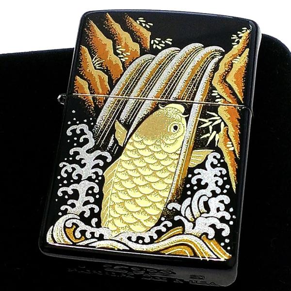 ZIPPO ライター 本金蒔絵 鯉 ジッポ 和柄 伝統工芸 漆塗り 黒 ブラック メンズ 高級 ギフ...