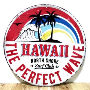 ブリキ看板 ビンテージ THE PARFECT WAVE ハワイ ヤシの木  海 アンティーク ガレージ プレート 壁飾り アメリカン