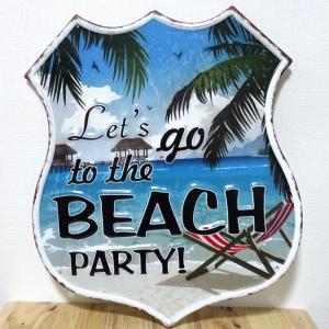 デザイン看板 】ビーチ ヤシの木☆ハワイ壁ブリキ看板アメリカン雑貨