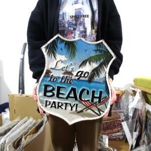 ブリキ看板 ビンテージ ビーチ ヤシの木 海 ...の詳細画像2