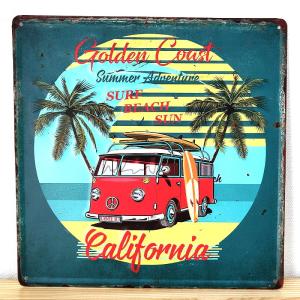 アメリカン レトロ ブリキ看板 サーフワゴン レトロ 車 エンボス