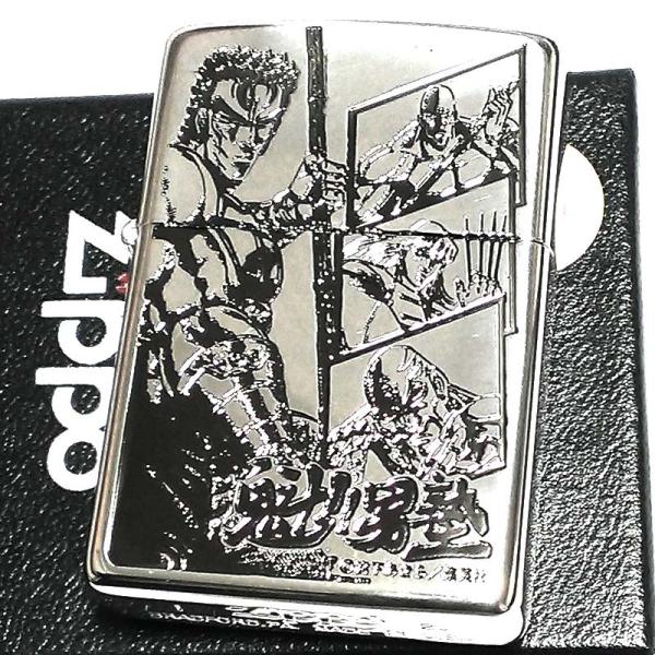 ZIPPO ライター 魁！男塾 伊達臣人 三面拳 ジッポ エッチング彫刻 シルバー ミラー仕上げ マ...