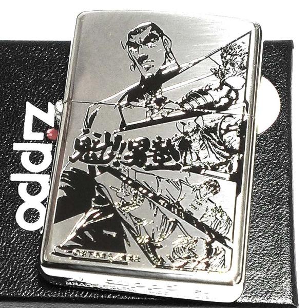 ジッポ ライター 魁！男塾 藤堂豪毅＆新1号生 ZIPPO エッチング彫刻 シルバー ミラー仕上げ ...