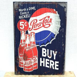 PEPSI ブリキ看板 COLA 5セント エンボスメタルサイン ペプシ