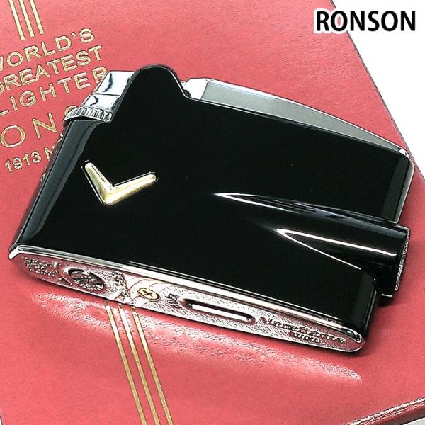 ガスライター かっこいい フリント式 ロンソン ヴァラフレームミニ ブラック RONSON ガス視認...