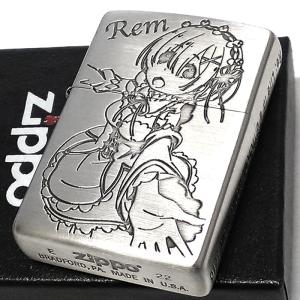 ZIPPO アニメ Re:ゼロから始める異世界生活 レム ジッポ ライター リゼロ 3面加工 ロゴ キャラクター 可愛い メンズ 彫刻 シルバー