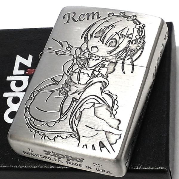 ZIPPO アニメ Re:ゼロから始める異世界生活 レム 3面加工 ロゴ 可愛い メンズ 彫刻 シル...