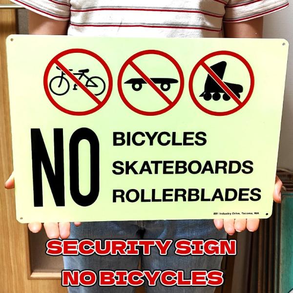 看板 蓄光 アルミ US SECURITY NO BICYCLES セキュリティサイン サインボード...