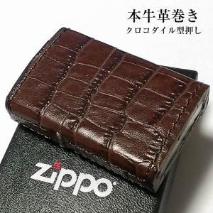 ZIPPO（ジッポー） 革巻き ライター ジッポ 本クロコダイル ブラウン