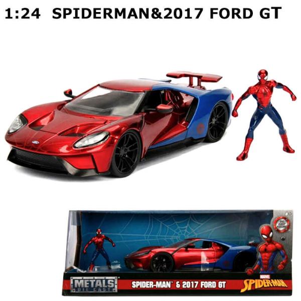 ダイキャストミニカー スパイダーマン 2017 FORD GT フィギュア 1:24スケール 車 車...