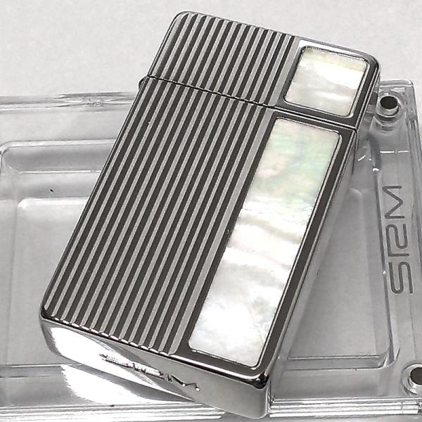 ガスライター SAROME バーティカルストライプ ホワイトシェルインレイ 訳あり特価 SRM ター...