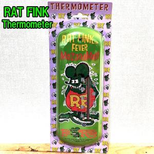 温度計 RAT FINK ブリキ看板 サーモメーター ラットフィンク アメリカン R.F. キャラクター 雑貨 ネズミ レトロ ディスプレイ 壁掛け