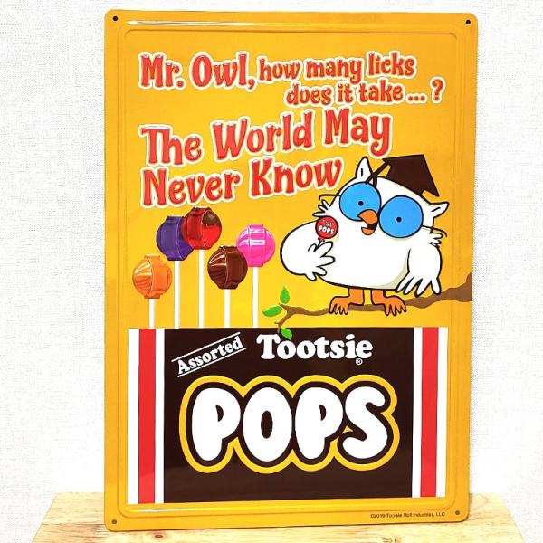 ブリキ看板 Tootsie POPS エンボスメタルサイン アメリカン お菓子 プレート トッツィー...