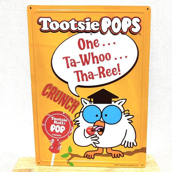 ブリキ看板 エンボスメタルサイン Tootsie POPS お菓子 プレート かわいい トッツィーポ...