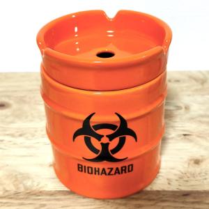 置き型スタンド灰皿 オレンジ メッキ レトロ インテリア 喫煙具 パイプ用 灰皿 コルクノッカー付き 陶器製 メンテナンス たばこ