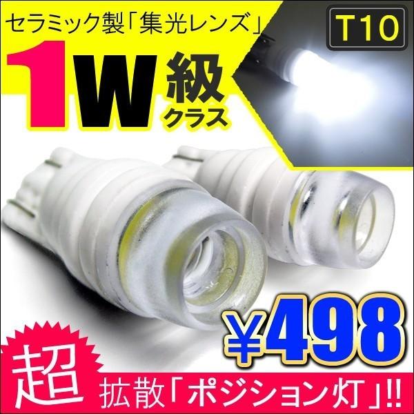 T10 T16 LED ポジションランプ 1W 180度照射 セラミック仕様 2個セット