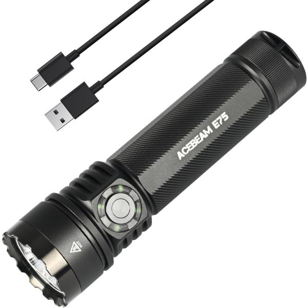 ACEBEAM E75【6500K - 4500ルーメン】LEDフラッシュライト 懐中電灯 バッテリ...