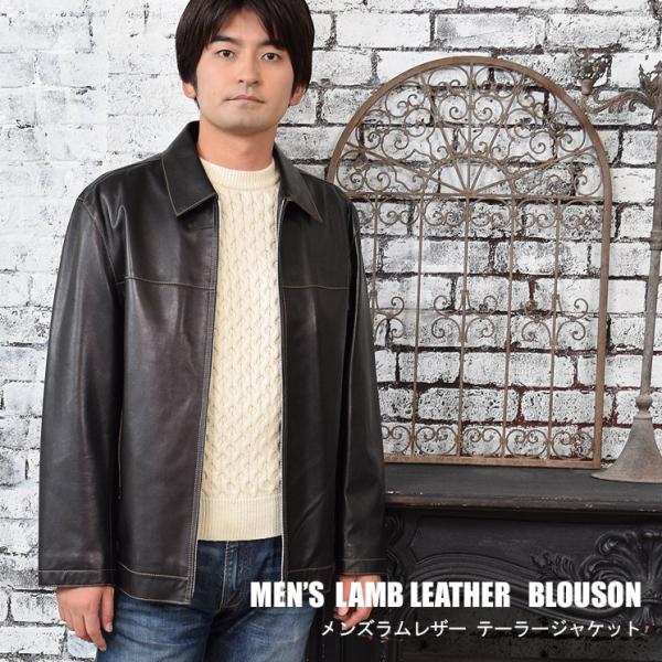 ステンカラーコート 本革 ソフト ラム レザー ブルゾン   メンズ ステンカラー アウター 革ジャ...