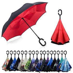 YOKITOMO 長傘 レディース 逆さ傘 丈夫 撥水 内外２枚の布の構成で耐風 熱中症対策 遮光 ...