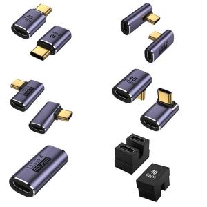 USB 4.0 Type C 変換アダプタ1個 タイプC 延長アダプタストレート Ｌ字 U型 USB4.0延長アダプタ 40Gbps高速転送 PD100/5A急速充電 90度 8K@60Hz映像出力対応