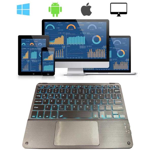 【タッチパッド搭載】極薄 Bluetoothキーボード10-12インチタブレット汎用 タブレットキー...