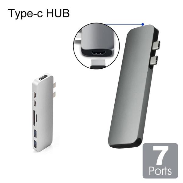 Type-C 7 in 1 USBハブ マルチポートアダプタ Type-C to HDMI 変換アダ...