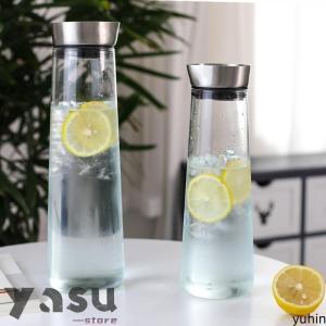 ガラス ピッチャー 蓋付き 1リットル 麦茶ポット 耐熱 食洗器対応 洗いやすい ポケット 水差し ボトル スリム 冷茶 ジャグ ウォーターピッチャー