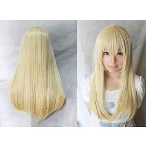 ウィッグ レディース ロング ストレート フルウィッグ コスチューム コスプレ 小物金髪イエロー80...