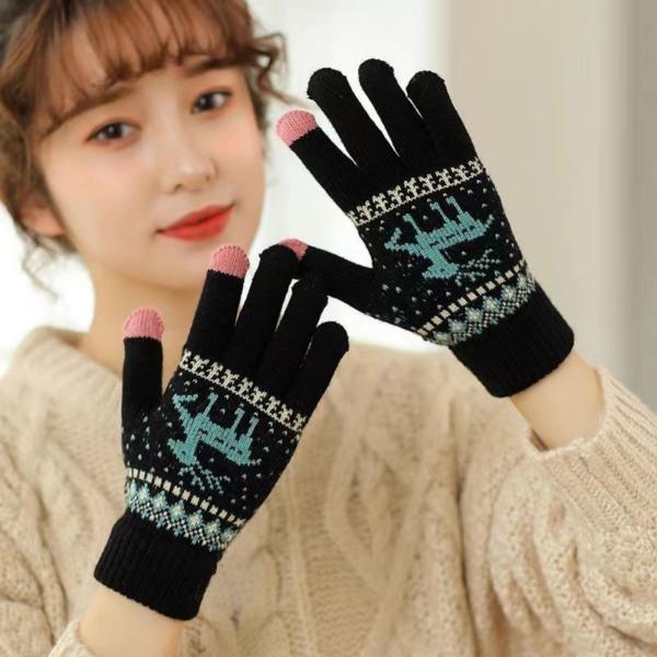 手袋 ニット レディース ノルディック 北欧 クリスマス スマホ対応 防寒 裏起毛