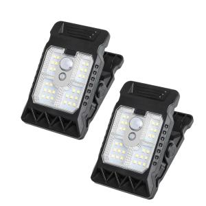 クリップ式ソーラーセンサーライト ２点セット 防水 LED 照明 人感センサー 人感 フェンスライト 防犯 屋外 挟むだけ 電池不要 ソーラーパネル