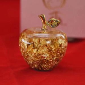 黄金のリンゴ 置き物 金箔入り お正月 縁起物 林檎 アップル 箱付き 風水 幸福 幸運
