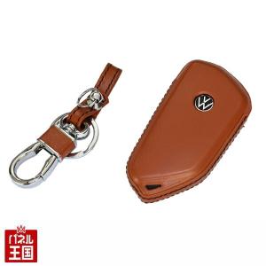 フォルクスワーゲン ゴルフ8 レザーキーカバー Brown x Black Leather Key Cover for Volkswagen Golf8 LE-GO8-002BB｜hazaway-shop