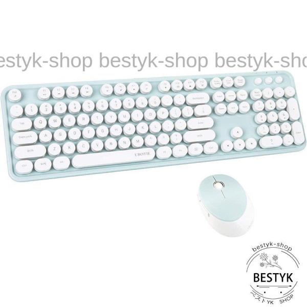 カラフルなコンピューターワイヤレスキーボードマウスコンボ、タイプライター　オフィスフルサイズキーボー...