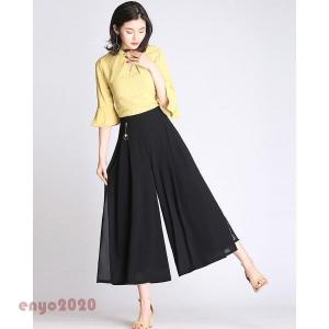ガウチョ パンツ シフォン 夏 レディース シ...の詳細画像5