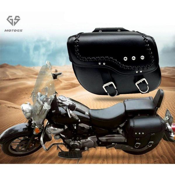 バイク用 アメリカン サイドバッグ 大容量収納 高級品 ツールバッグ 旅行 ツーリング レザーバッグ...
