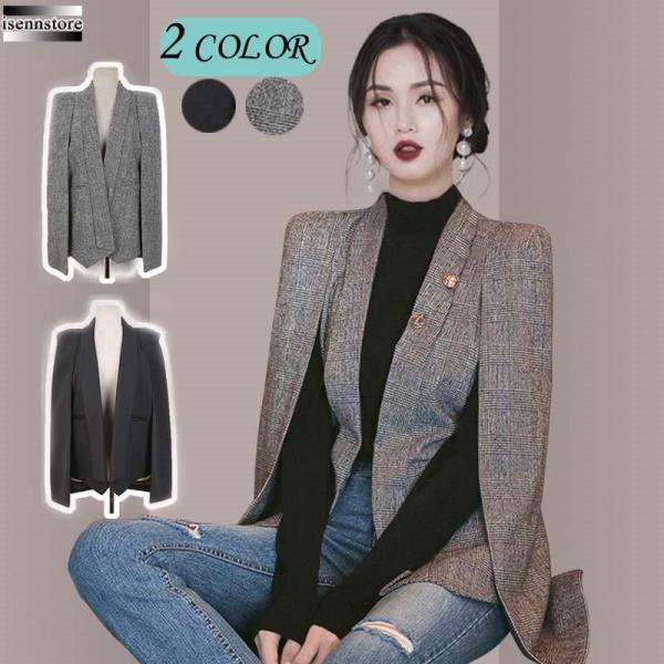 【値下げ】グレンチェック柄 ケープ フォーマル ジャケット レディース スーツ フォーマル テーラー...