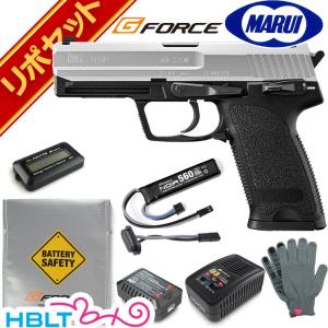 東京マルイ H&K USP スライドシルバー 電動ハンドガン G-FORCE リポバッテリー フルセット｜hblt