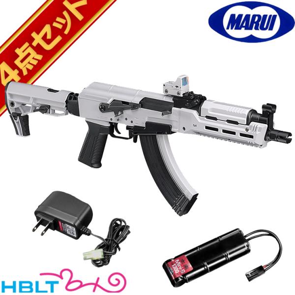 東京マルイ AK ホワイト ストーム 次世代電動ガン バッテリー充電器 &amp; マイクロプロサイト セッ...