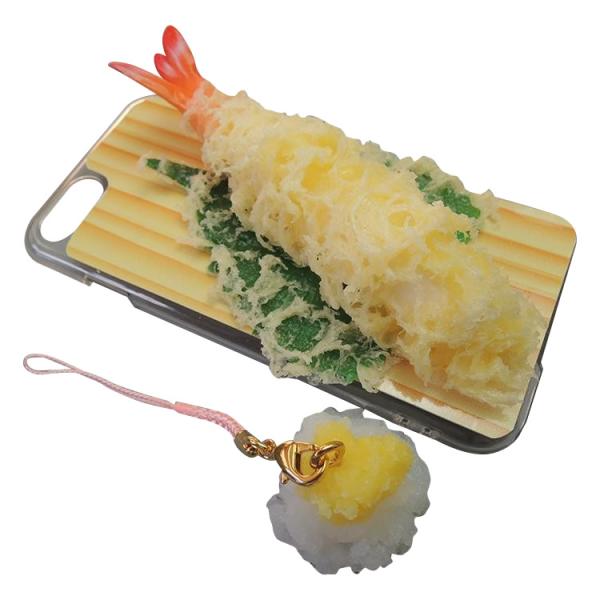 日本職人が作る 食品サンプル iPhone7ケース/アイフォンケース　天ぷらえび　ストラップ付き　I...