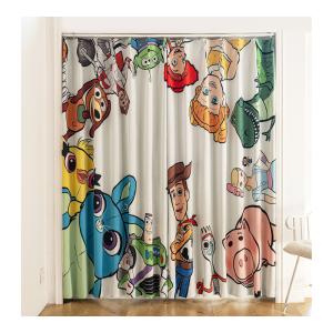ディズニー 遮光カーテン トイストーリー 幅100×丈178cm (2枚1セット) 726161 (ドレープカーテン 遮光性 形状記憶 洗濯可能 子供部屋 厚地 カーテン 九装)