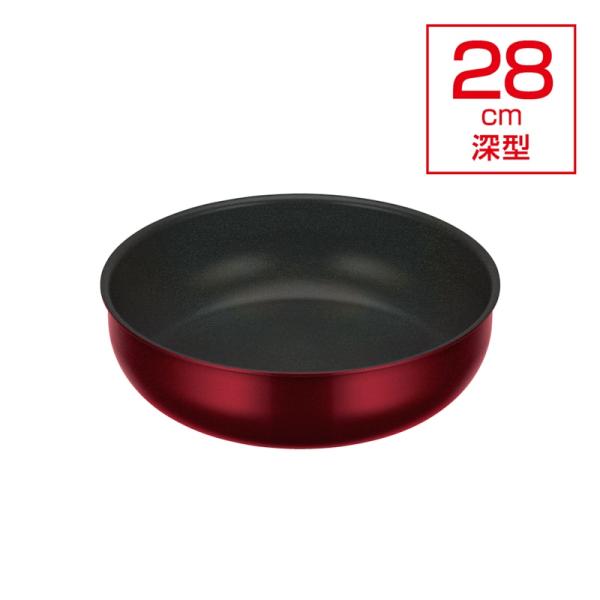 取っ手のとれる炒め鍋 28cm IH/ガス デュラブルシリーズ KVD-028D-DR (超深型 食...