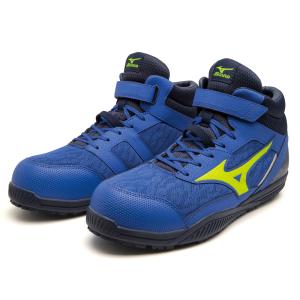 ミズノ オールマイティ ワークシューズ 27cm ブルー×ネオンイエロー SDII13H F1GA230727270  爆買