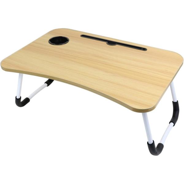 折りたたみ ガジェットテーブル ドリンクホルダー付き ブラウン 60122 (折り畳みテーブル ミニ...