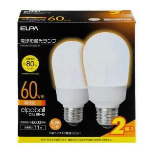 電球型蛍光灯A形60W2P EFA15EL/11-A062-2P ELPA [照明　長寿命　ライト]｜hc7
