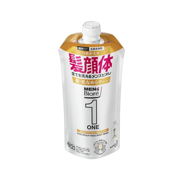 メンズビオレ ONE オールインワン全身洗浄料 髪・肌なめらかタイプ つめかえ用 340ml  花王...