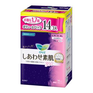 花王 ロリエ しあわせ素肌 ボリュームパック 特に多い夜用35cm 羽つき 14個  (衛生用品 生理用品 生理用ナプキン 瞬間吸収)｜hc7