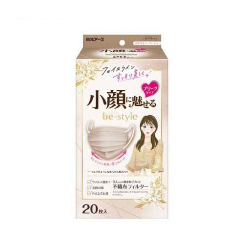ビースタイル プリーツタイプ ふつうサイズ ミルクティーベージュ (20枚入) (マスク 小顔 白元...