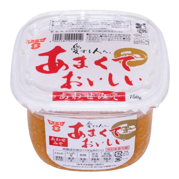 (まとめ買い6個) フンドーキン醤油 あまくておいしいあわせみそ 750g (ケース販売 味噌 ミソ...